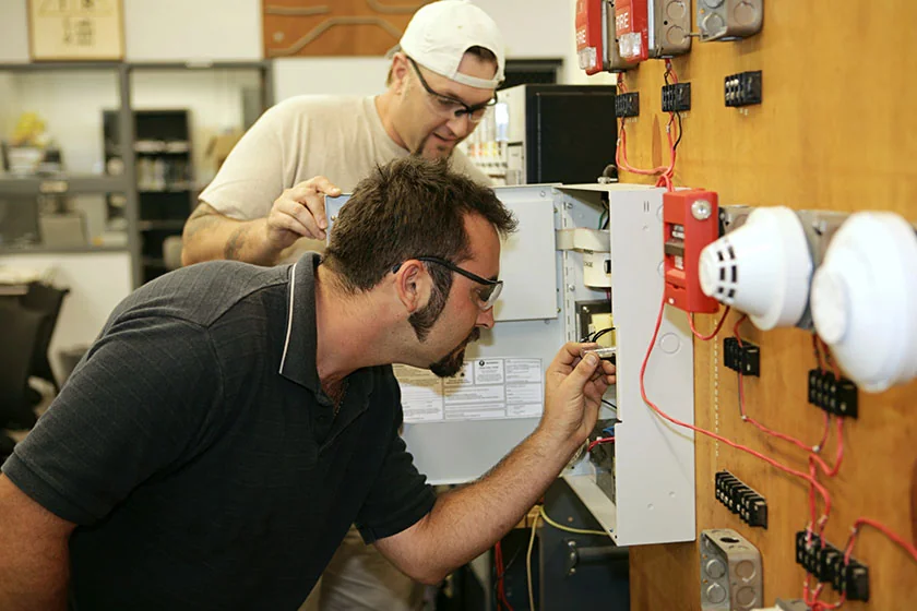 Fire protection technician at work